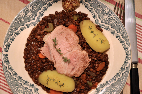 Palette de porc aux lentilles