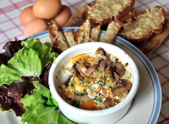 Oeufs cocotte aux légumes.