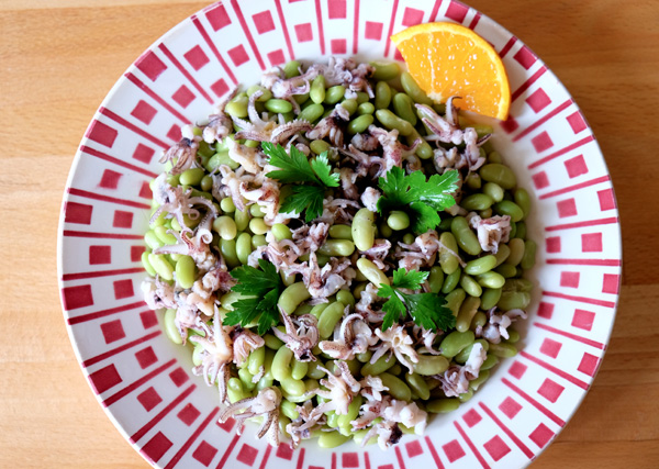 Salade d'encornets et haricots