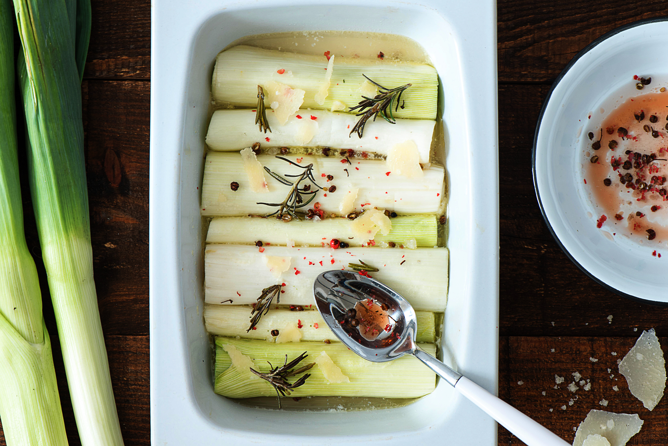 Poireaux braisés en vinaigrette