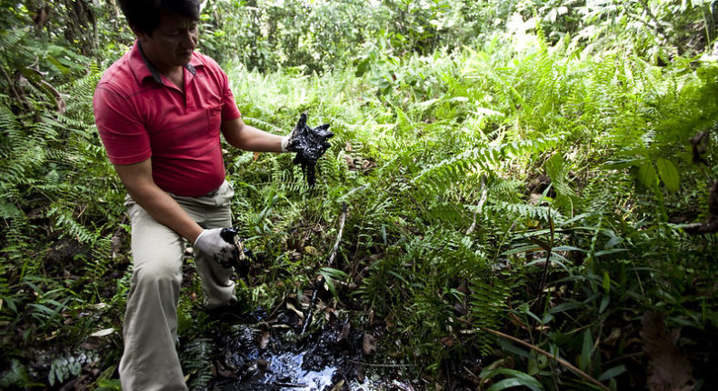 En Amazonie, l'entreprise Chevron a déversé des tonnes de pétrole dans la nature.