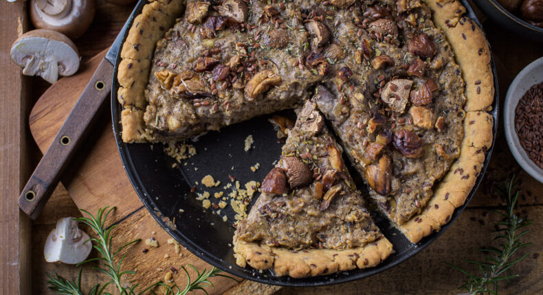 Tarte aux champignons et châtaignes vegan - Mon Quotidien Autrement - ©E. Montuclard