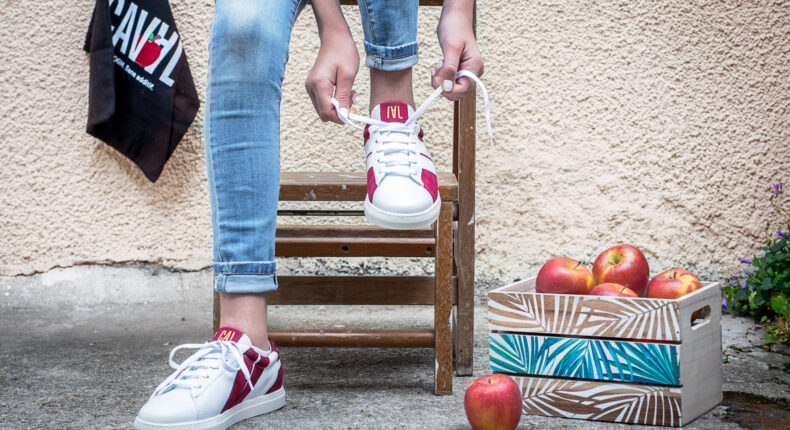 Les baskets de la marque Caval sont en cuir de pomme.