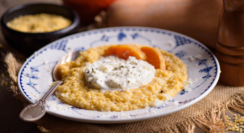 Couscous perlé sauce butternut et burrata