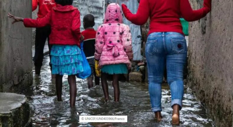 Chaque jour, 20 000 enfants réfugiés climatiques quittent leur foyer. Crédit : Unicef.